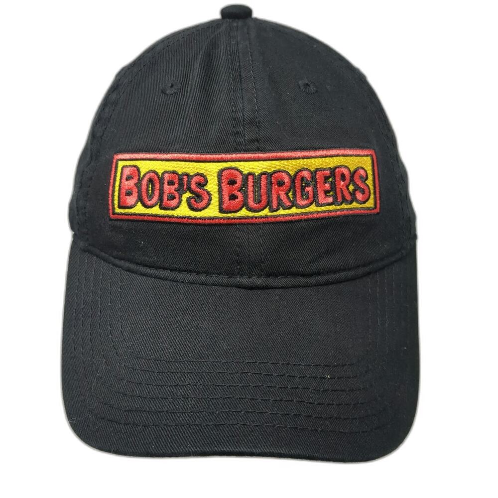 Bob's Burgers Baseball Cap Black One Size Slideback Mustard Ketchup Graphic Hat